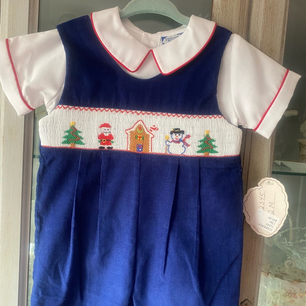 Little Boy 12 mos bubble corduroy Christmas onesie